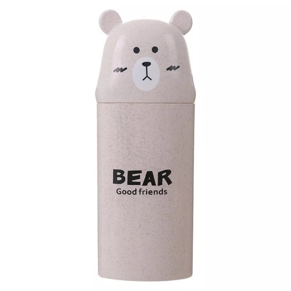 Toothbrush holder for travel, bear shape, white color, model B10W